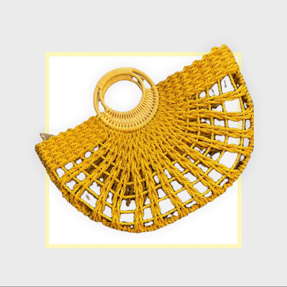 Golden Whicker Bag
